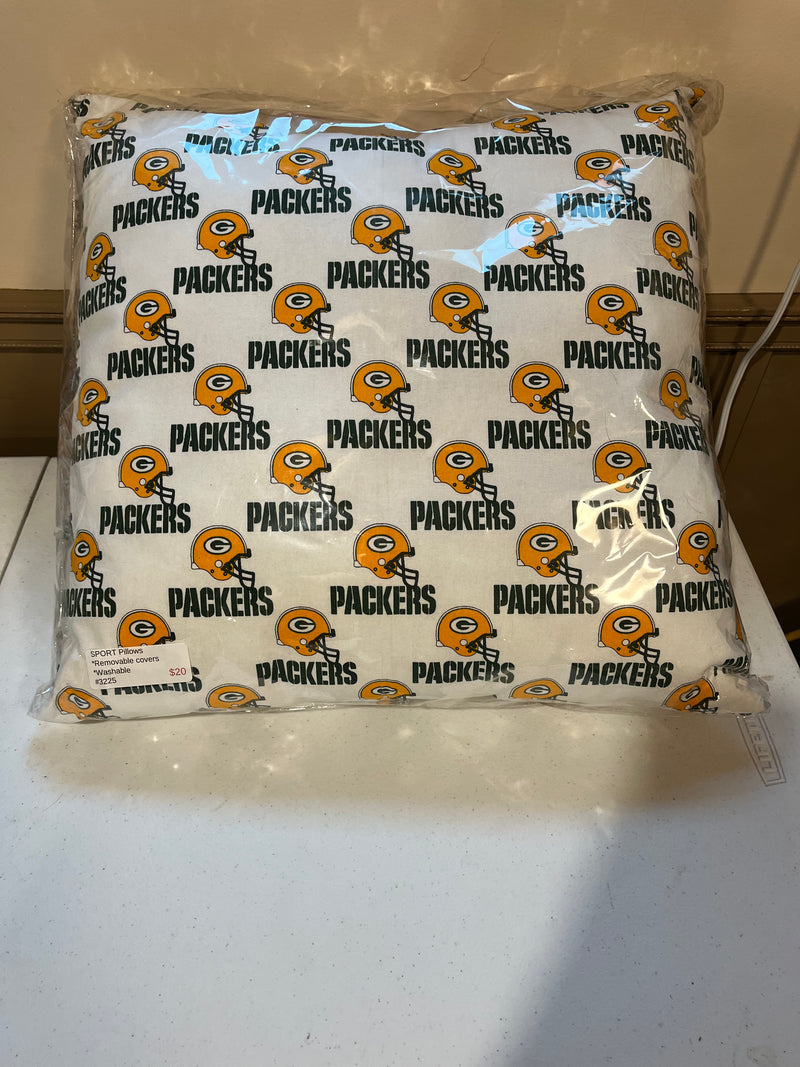 Green Bay Packers White  Cotton Pillow Cover